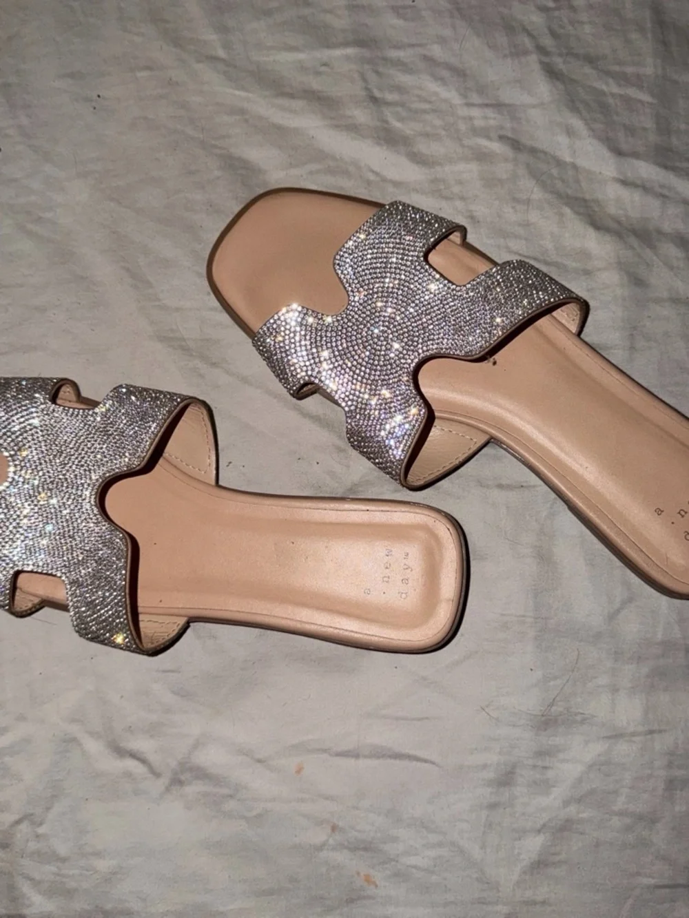 Target Nude Rhinestone Slide Sandals - Picture 2 of 2